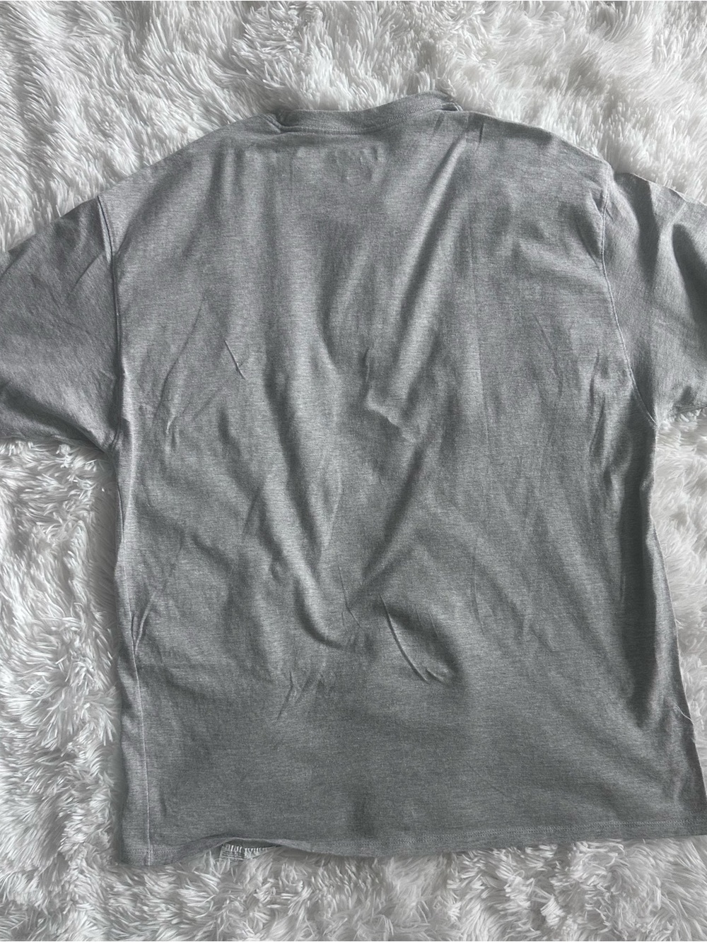Used Men’s Champion Gray Short-Sleeve Tee with Blue Reflective Logo - Picture 3 of 6